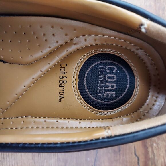 Men's Black Dress Shoes 8 M Croft & Barrow Slip On Oxfords Leather Square Toe - Picture 8 of 10